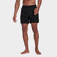 adidas Short-Length Colorblock 3-Stripes Swim Shorts - Black  - Mens